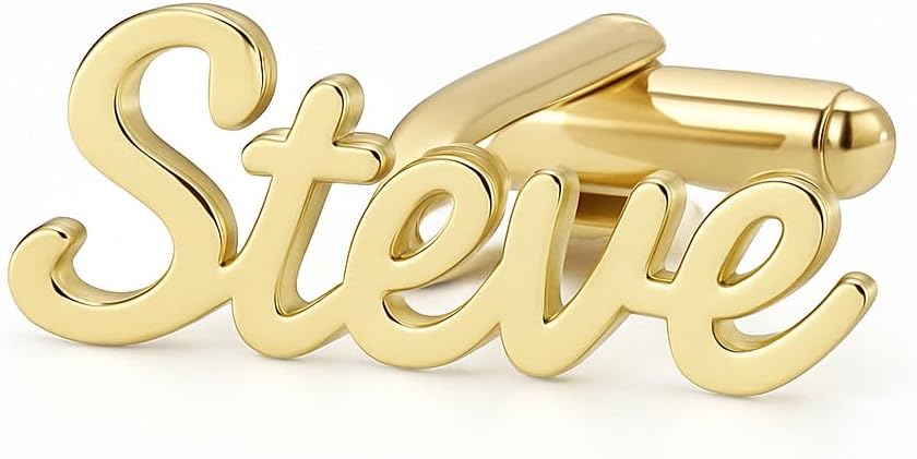 Custom Name Cufflinks for Men – Personalized Full Name Engraved Cufflinks | Silver, Gold, Rose Gold – Groomsmen Gift, Wedding, Business Accessory