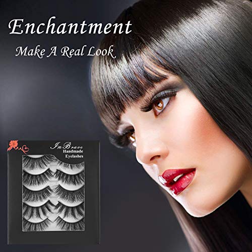 False Eyelashes Set 5 Pairs Styles, Fluffy 3D Eyelash Reusable, Mink Lashes Natural Look, Lashes for Women Handmade