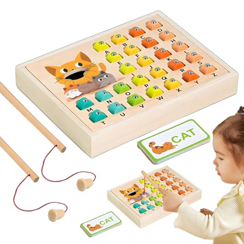 Juego de pesca para niños, juegos de pesca para niños de 3 a 5 | actividades magnéticas para niños de madera juguetes de pesca | Juguetes de desarrollo, letras y números para mejorar las habilidades