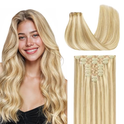 Image of GOO GOO Seamless Clip in Hair Extensions Real Human Hair Remy Extensions