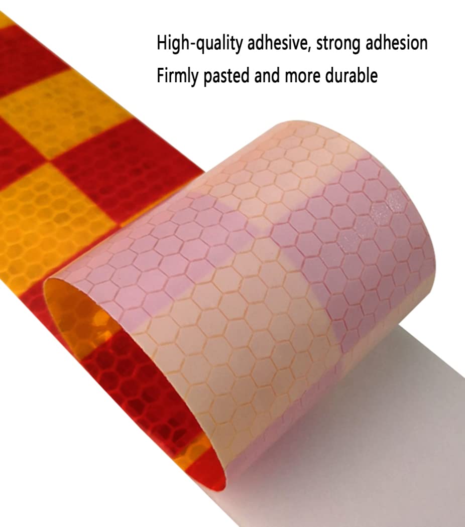Cinta de señalización de peligro, Cinta Reflectante de Advertencia Seguridad Multicolor 5cm x 50m(Red+white)