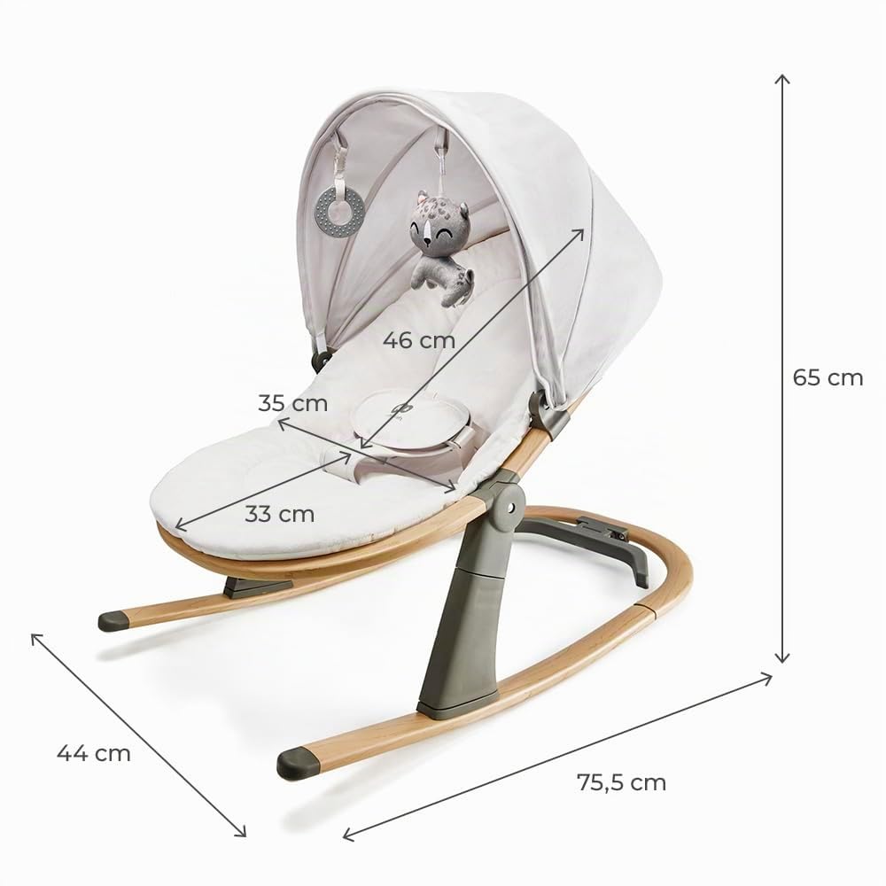Kinderkraft ELSU Babywippe 2in1 ab Geburt, Hüpfstuhl für Babys Neugeborene 0-9 kg, 2 Spielzeuge zur Aktivierung, Verstellbarer, Leicht, Weiches Material, Grau