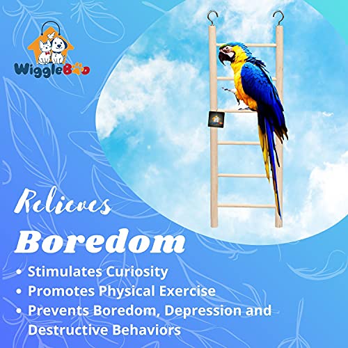 Image of 28cm Natural Wooden 6 Step Ladder Bird Toy | Climbing, Exercise & Fun | for Medium & Large Birds