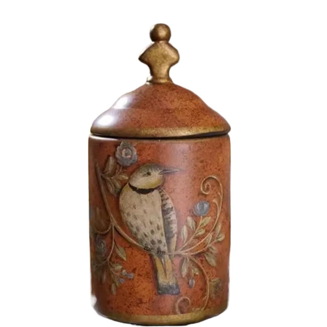 LPATEBCVU Ceramic Tea Caddy Vintage Ceramic Storage Jars Kitchen Sugar Jar Tea Can Enamel Moisture-proof, Antique Household Ornament