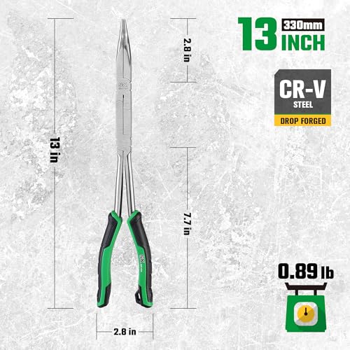Image of SK 13'' Long Needle Nose Pliers, Double Compound 45 Bent Nose Pliers