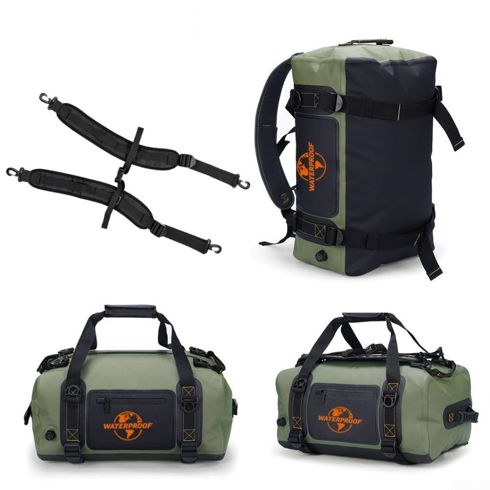Borsa impermeabile per moto con chiusura ermetica, spallacci regolabili e tasche esterne elastiche per uso quotidiano (60 L (34 x 25 x 53 cm) grigio