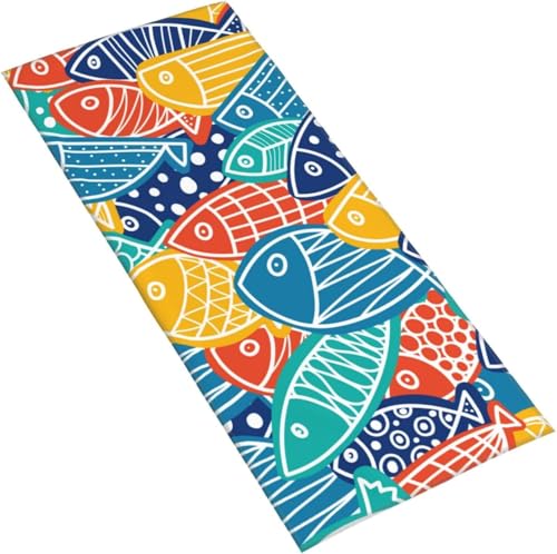 フェイスタオル カラフルな魚たち マイクロファイバー タオル 柔らか 肌に優しい 肌触りが良い ふわふわ 髪に優しい 通気 かわいい 抗菌防臭加工 瞬間吸水 速乾 耐久性 薄手 毛羽落ち少ない 業務用タオル