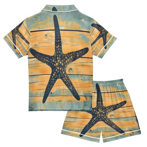 senya Pajama Sets Silky Button Down Nightwear Sleepwear Size 5-14 Years Starfish Board2