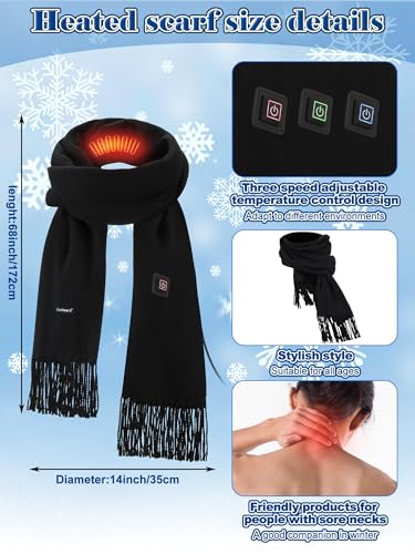 3 Pcs USB Heated Hat Scarf Gloves Set for Men Women Warm Gift No Power Supply Included2
