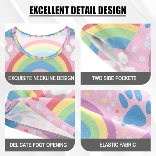 ALAZA Rainbow Cat Paw Print Stylish Pajamas Short Sleeve 2 Piece Sleepwear Top and Bottom Pajama Set Unisex4