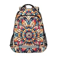Mnsruu Boho Flowers Pattern Backpack Schoolbag for Boys Girls, Elementary School Bookbag Travel Bag Casual Daypack Rucksack for Students