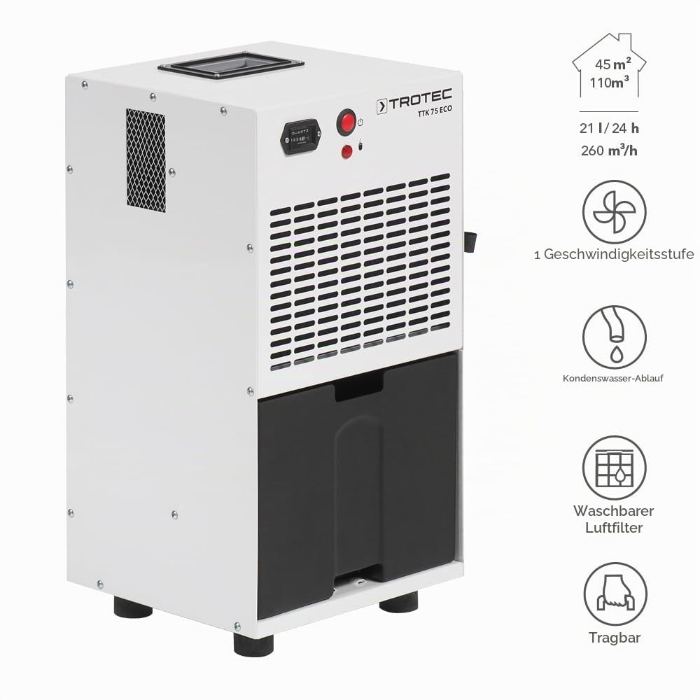 TROTEC TTK 75 ECO Luftentfeuchter Bautrockner Luftentfeuchter – 21 l/Tag