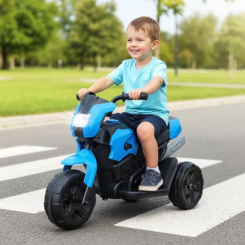 GOPLUS 6V Moto Électrique Enfants 3-6 Ans à 3 Roues, Voiture Electrique Enfant Phare LED, Pédale, Direction Limitée, 2-3 km/h pour Enfants Filles et Garçons, Charge...