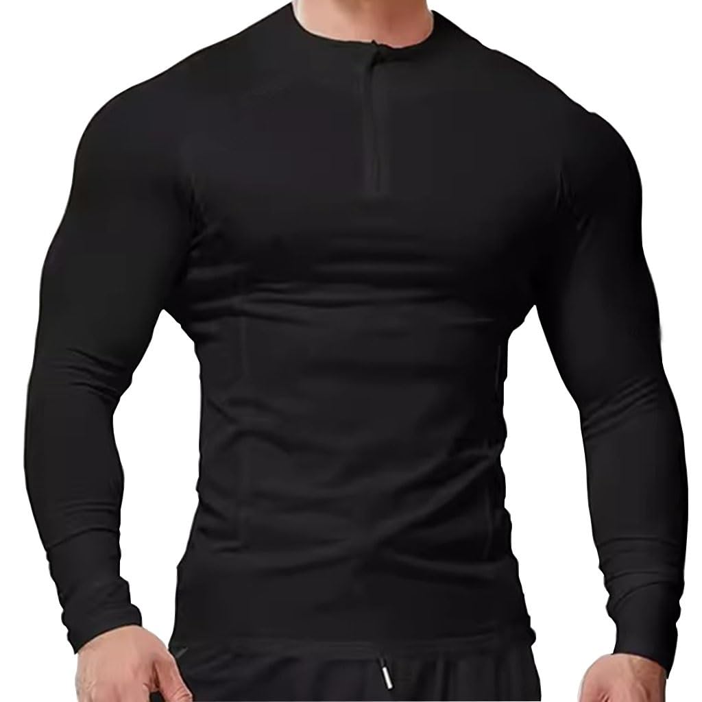compression shirt Męska obcisła bluza z długim rękawem, koszulka do treningu sportowego, koszulka fitness(A2,M)