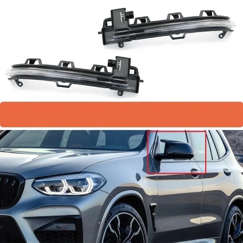 Clignotant rétroviseur Clignotant de miroir pour BMW X3 G01 X4 G02 X5 G05 X6 G06 X7 G07 2017 – 2021, feu bord rétroviseur inversé 63137441439 Clignotant à LED(Left and Right)