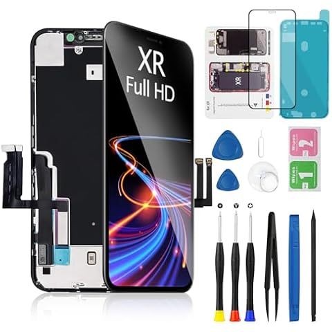 for iPhone XR Screen Replacement 6.1 Inch Black, MrR.OMW 3D Touch LCD FHD Display Digitizer Frame Assembly for A1984, A2105, A2106, A2108 with Repair Tools Kit Cover