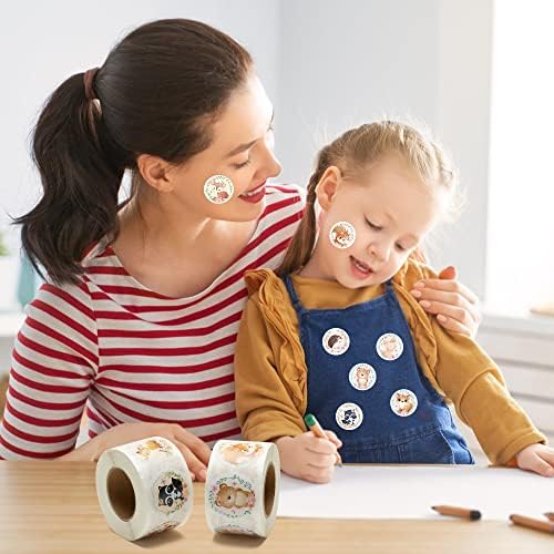 W1cwey 1000pcs Assorted Sticker Rolls(2 Rolls), Design Decorative Cute Stickers Party Favor Decoration for Kids Luggage Scrapbook (Animal)