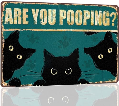Duiseno Are You Pooping Toilet Decoratie Vintage Borden Posters Grappige Badkamer Decor Wall Art Leuke Zwarte Kat Metalen Tinnen Bord Geschenken voor Thuis Toilet 30,5 x 21,5 cm