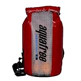 Aquafree アウトドア防水バッグ 6L レッド 密封防水 円筒型 透明グリッド素材