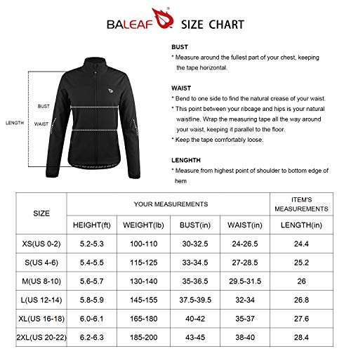 Baleaf Women's Cycling Jacket Windproof Thermal Winter Running Cold Weather Gear Waterproof Softshell Warm Black Size L #TOP6