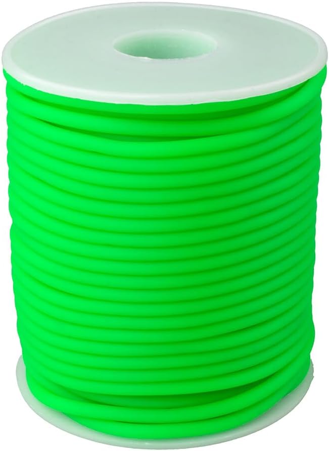 Craft County Hollow Rubber Tubing – 75 ft Spools of Super Flexible Tubing – Great for Arts & Crafts – Lime 3 mm - Image 2