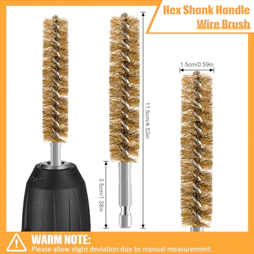 Image of Geiserailie Bore Brush Bristles Wire Brush for Power Drill Cleaning Wire with Hex Shank Handle for Power Drill Cleaning(5 Pieces,Copper)