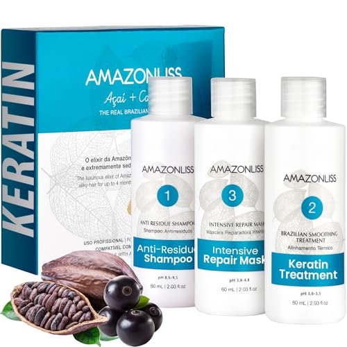 Amazonliss Keratin Hair Treatment Set 8.45 Fl Oz - Natural Ingredients ACAI, Smooths, Softens, Moisturizes, Adds Shine, Reduces Frizz. Ideal for Dry and Damaged Frizzy Hair. image 4