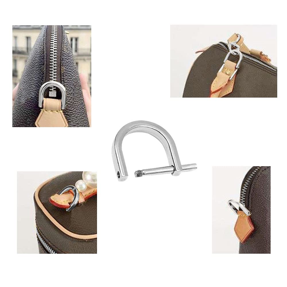 20 fibbie ad anello a D in argento, fibbia hardware per borsa