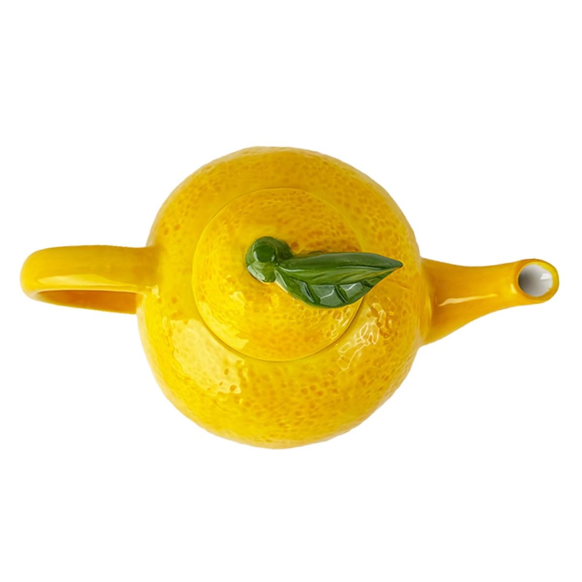 Tetera Limon Cerámica Amarilla para Infusiones y Té, Ideal para Regalos y Decoración de Cocina