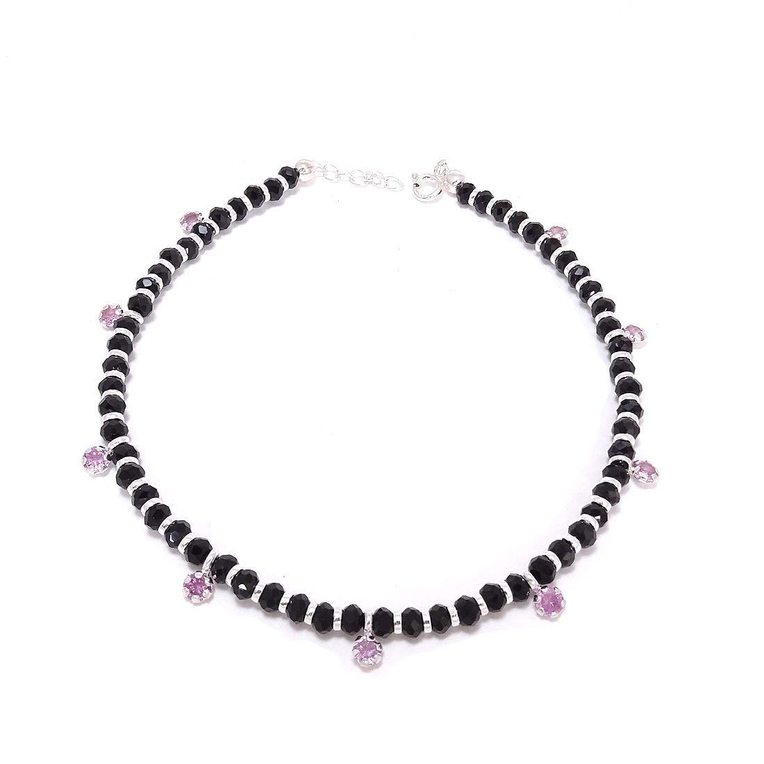 DHRUVS COLLECTION 925 Exclusive Stylish Nazariya Anklet (Payal) with Black & Silver Beads (Crystal) in 92.5% Silver for Girls and Women - Single Piece (B08BG1HC7R) Amazon Price History, Amazon Price Tracker
