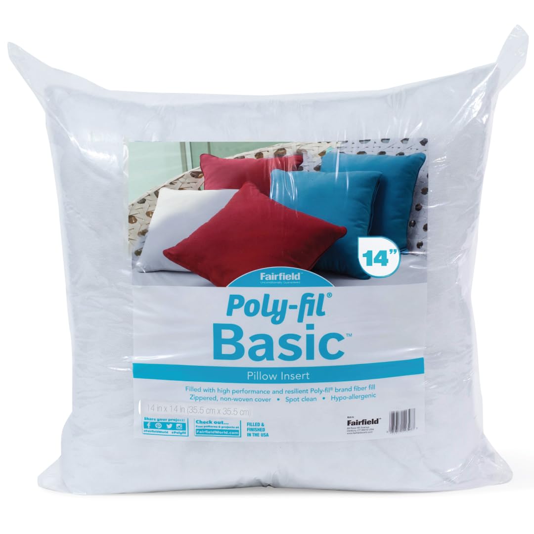 Fairfield Poly-Fil Basic Kisseneinlage, 35,6 cm, quadratisch, Weiß