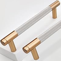 Vista 15 de Paquete de 12 manijas de gabinete moleteadas de 7 1/2 pulgadas de 7.559 in, tiradores de aluminio, acabado de oxidación dorado y negro