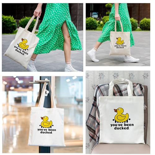 LANBAIHE You've Been Ducked Bag, Duck Duck Tote Bag, Purse For Duck Lovers, Carrying Sack, Rubber Duck Bag, Carryall, Natural Canvas Tote Bag - Reusable Casual Handbag3