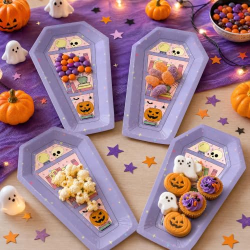 24PCS Halloween Paper Plates,Coffin Halloween Disposable Party Plates Decor - image 3