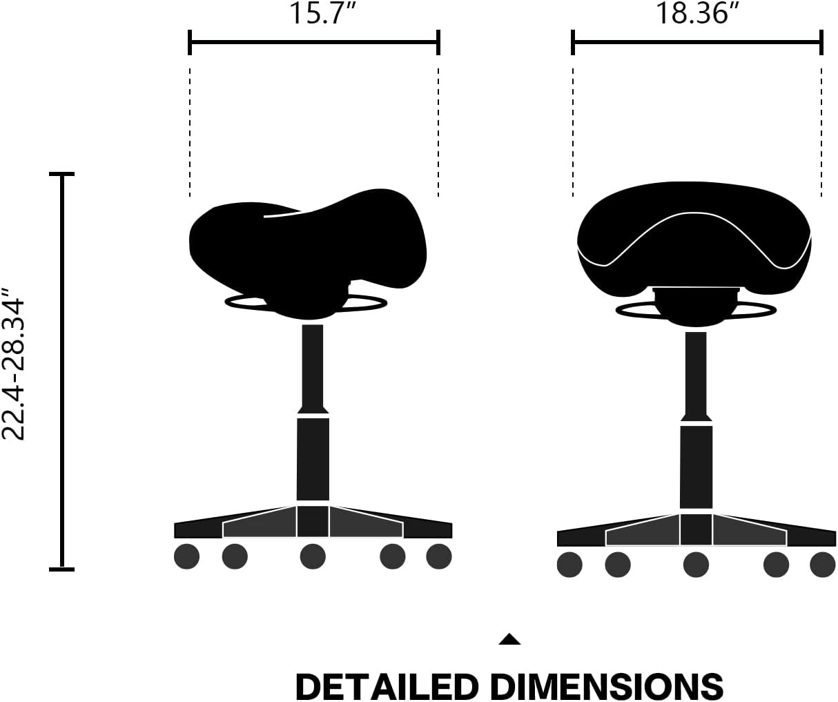 Saddle Stool Swivel Height Adjustable with Wheels Wobble Rolling Stool for Medical Massage Salon Kitchen Spa Drafting Lab Clinic Dentist, Ergonomic Hydraulic Seat Chair Office Stool