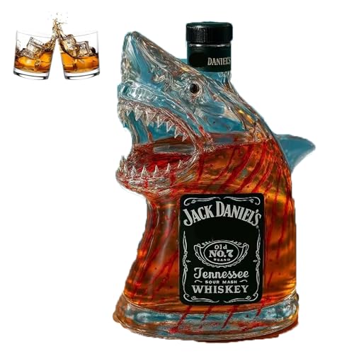 Shark Spirit Decanter Animal Shape Glass - Jaws 50th Anniv Limited Edition, Bruce Whiskey Bottle Transparent Engraved (#2)