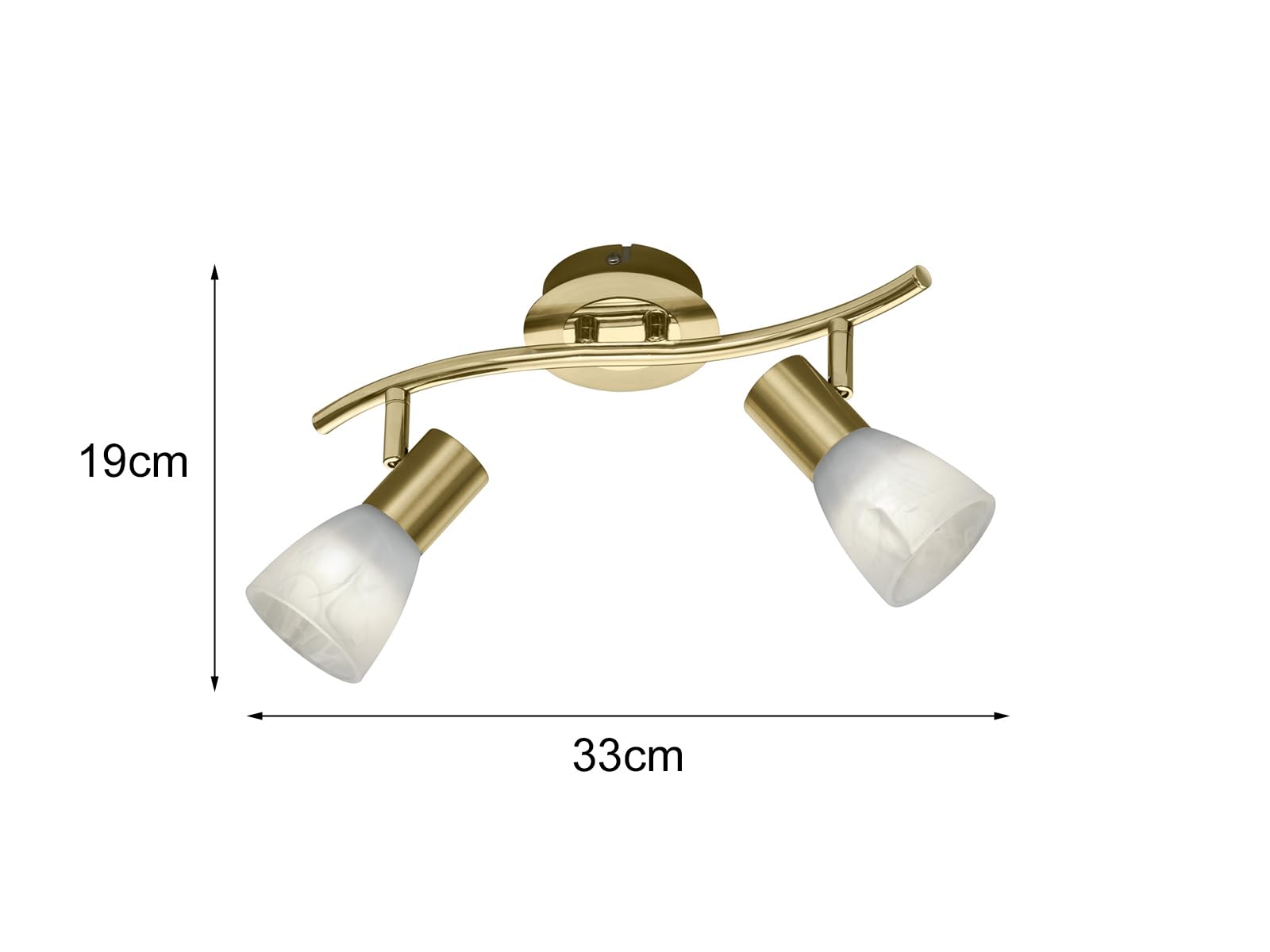 Trio 871010208 Levisto Faretto LED, 2x6 Watt, Ottone Satinato/Alabastro, 33x10x19 cm