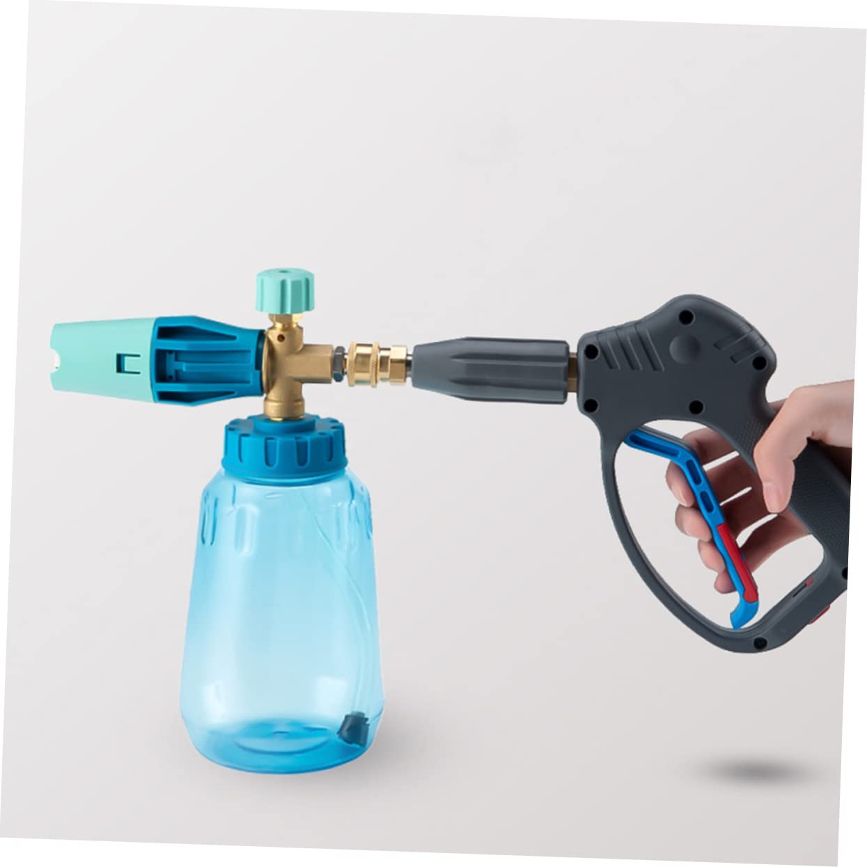 Conector de Pulverización de Espuma Regulable para Coche 1l | Botella de Plástico, Salida Ajustable, Uso en Lavado de Autos y Riego de Plantas