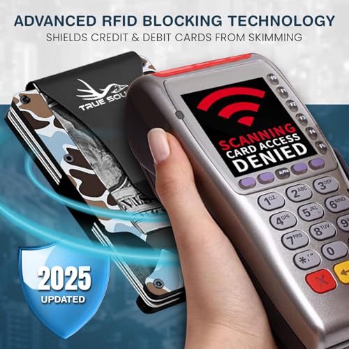 Image of True South Slim Wallet Men RFID Blocking Aluminum Camo Card Holder Clip | Slim RFID-Blocking Wallet with Money Clip - Built for the Outdoors
