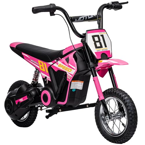 Qaba Kids Motorcycle, 24V Electric Dirt Bike with 250W Motor, Up to 9.9 MPH, Ride On Motorcycle for Kids with 12