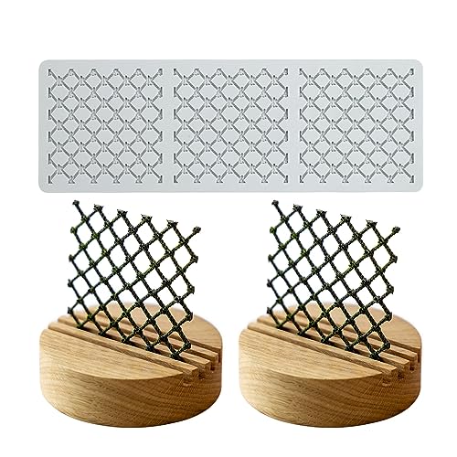Molde de renda de bolo, molde de renda de silicone, molde de impressão de processo de açúcar decoração culinária molecular de bolo comestível, 3 furos rede de pesca quadrada