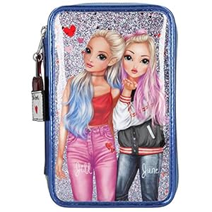 Depesche 10932 TOPModel – Gevuld 3-voudig etui in Love Letters design, blauwe etui ca. 7,5 x 13 x 20 cm groot, met vilt…