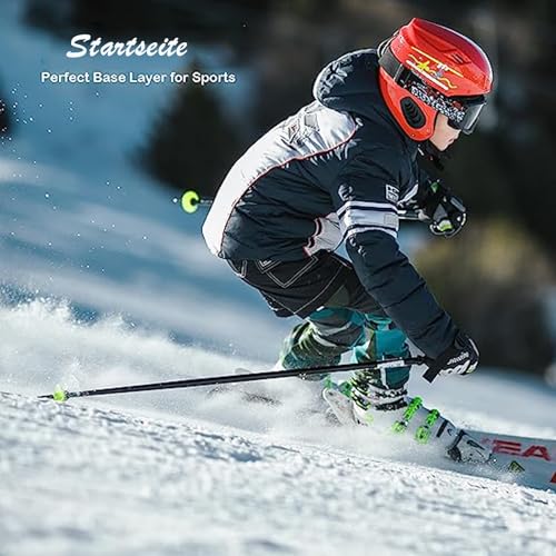 Startseite Kids Base Layer - Athletic Kids Thermal Long Sleeve Top and Leggings Compression Set for Sport Football Basketball Ski （Black, Size 28 - Image 7