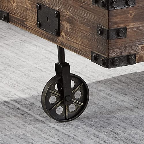 Firstime & Co. Factory Cart Coffee Accent Table, 45" X 17" X 29.5", Rustic Espresso/Antique Black,70084 #TOP5