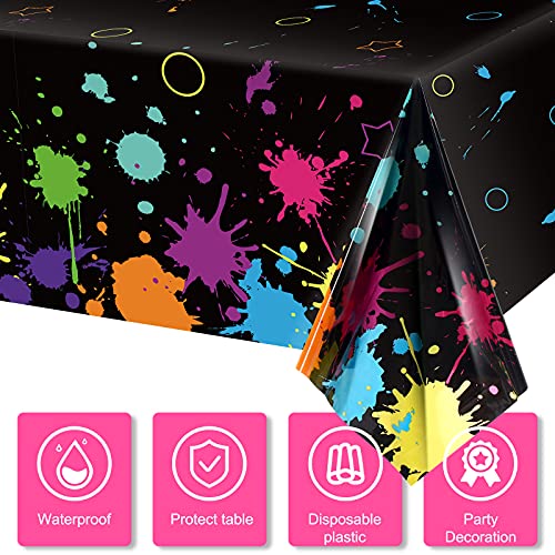 3 peças de toalhas de mesa brilhantes de festa neon de 272 x 137 cm, toalha de mesa de plástico desc