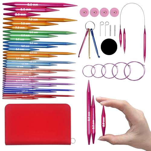 Lewhoo Circular Knitting Needles Set with Case,11...