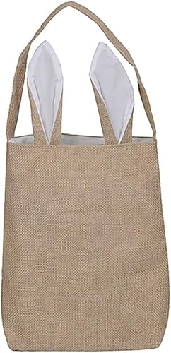Jolly Jon - Bolsas de yute con orejas de conejo de Pascua (reutilizables), bolsa de regalos, baby shower, para libros, comestibles y más