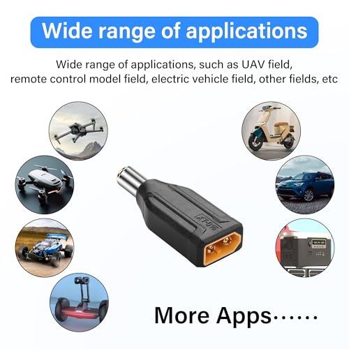 SinLoon 2er-Pack XT60 auf DC7909 Adapter XT60 auf DC 7,9 mm x 0,9 mm kabellos für TS100 Lötkolben, FPV-Monitor, Stromversorgung, Drohne (XT-016)