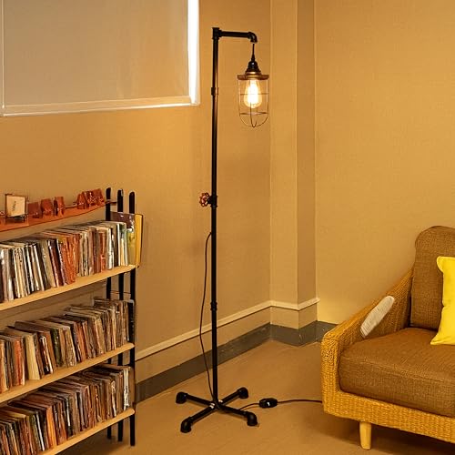 Y-Nut Steampunk DIY Floor Lamp with Dimmer, Dimmable Loft Style Industrial Vintage Antique Style...