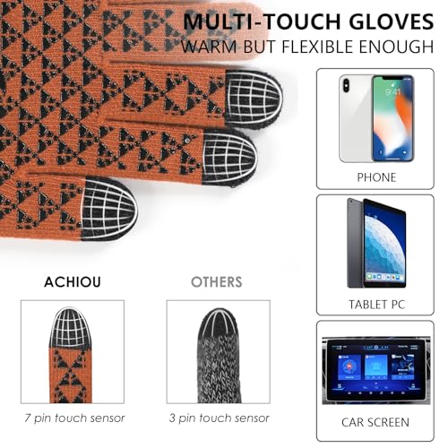 Image of Achiou Winter Gloves, Glove for Men Women, Upgraded Touch Screen Texting Warm Running with Thermal Soft Knit Lining